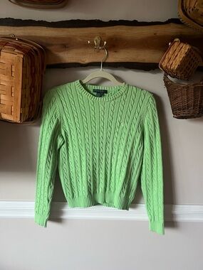 Lauren Ralph Lauren Women’s Small Cotton Cable Knit 90s Retro Casual Sweater